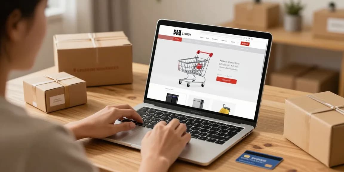 Lustre LED products showcased during an online shopping experience in a cozy home setting, reviewing best deals on e-commerce platforms.