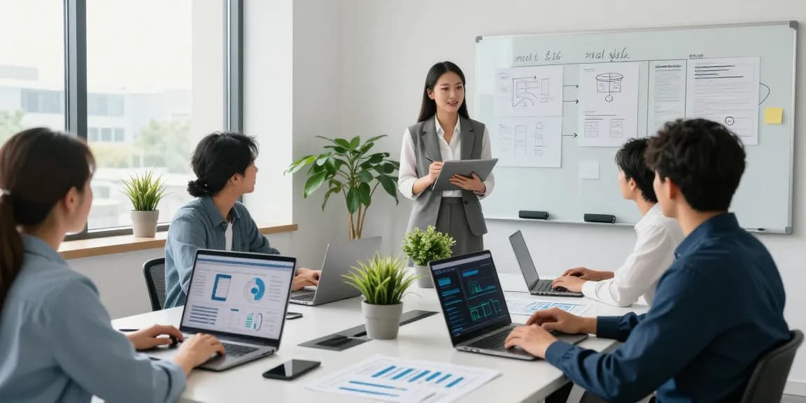 Diverse team collaborating on small business IT support services in a modern office environment.