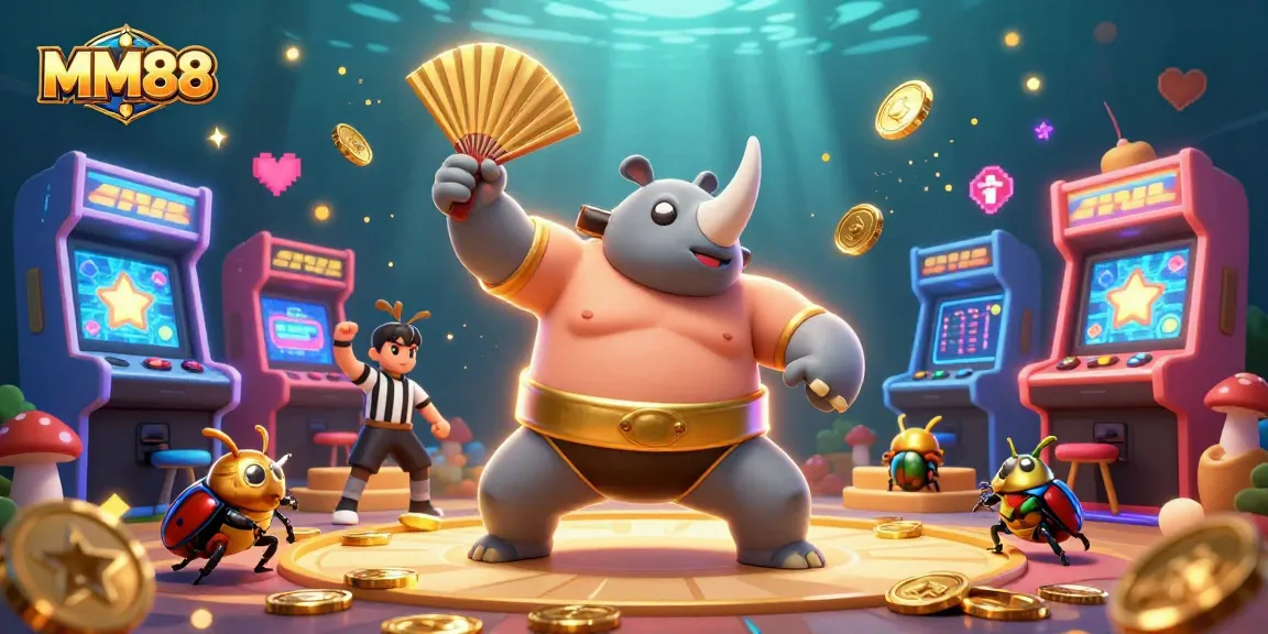 Experience the thrilling world of MM88 casino with vibrant beetle characters and colorful gaming elements.
