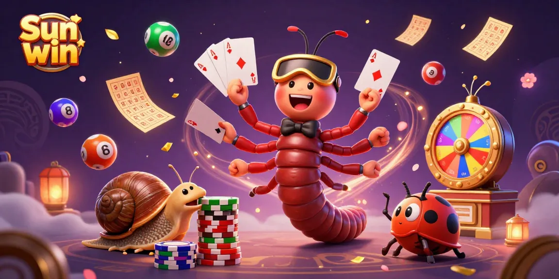 Experience the excitement of Sun win as playful characters animate the thrilling casino scene.